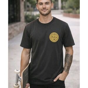 RVCA Balance Of Opposites Graphic Tee Men's Medium Gray Logo Surfer Skater EUC